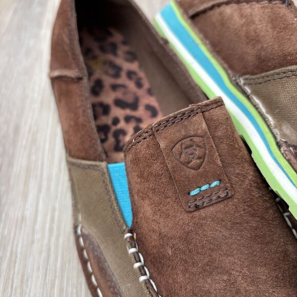 Ariat Shoes Womens Size 9.5 B Cruiser Brown Leather Slip On Loafer - Picture 2 of 7